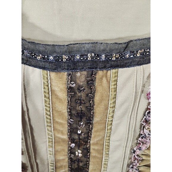 Mechant Boho Fairycore Partial Velvet Laced Sleeve Blouse Size S - Picture 2 of 7